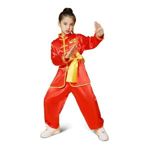 子供用 武術着 パフォーマンスウェア 小学生 中国風 男女兼用 太極拳 練習着 綿混紡 110cm 120cm 130cm 140cm 150cm 160cm 170cm 180cm レッド イエロー ホワイト