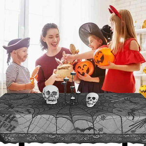 テーブルクロス ハロウィン 飾り付け 蜘蛛の巣 南瓜 お化け ポリエステル製 黒色 長方形 140X200CM モダン シンプル 美化 雰囲気