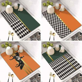 テーブルマット シリコン 珪藻土 ドライングマット 吸水マット 食器乾燥マット グラスマット コースター キッチン カウンター オレンジ グリーン ブラック 千鳥格子