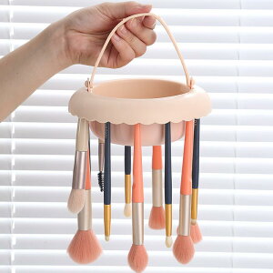 メイク道具 化粧ブラシ 洗浄ボウル ブラシ 洗浄ケース パフ スポンジ 収納ボックス 洗濯 乾燥 一体型 携帯用 パープル ピンク系