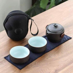 茶器セット 旅行用 携帯式 陶器 急須 湯呑み 2客 禅風 ブラック ホワイト レッド グリーン
