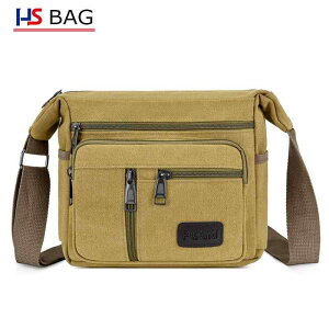 ショルダーバッグ メンズ 男性用 帆布 斜めがけ 鞄 ビジネス カジュアル 通勤 多層 多ポケット カーキ色 緑色 青色 黒色 茶色