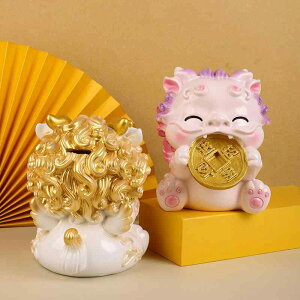 置物 貯金箱 貔貅 樹脂製 ピンク系 ホワイト イエロー オレンジ かわいい ホーム デコレーション 卓上 縁起物 風水 開運 幸運 ラッキーアイテム