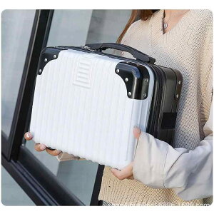 化粧箱 レディース 小型 14インチ ABS素材 ストライプ柄 超軽量 耐摩耗性 旅行鞄 ミニトランク メイクボックス 黒 赤 緑 ローズゴールド 銀色 白黒