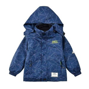 キッズ アウター 子供服 男の子 中綿入りジャケット 取り外し可能 フード付き 防風 防寒 レッド ブラック ブルー ポリエステル 秋