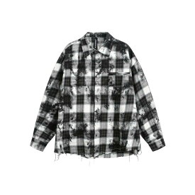 シャツ メンズ 長袖 ネルシャツ コットン загрязнения 加工 カジュアル トップス 普段使い 春秋 ブラック系