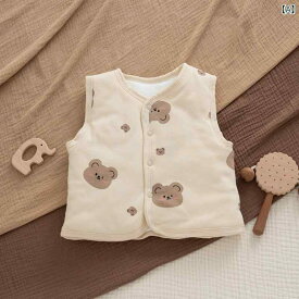 ベビー服 ママとお揃い コーデ 小熊柄 キルティング ベスト 綿100% 厚手 防寒 あったか かわいい 秋冬 59cm 66cm 73cm 80cm 90cm