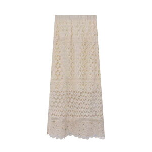 スカート レディース 春夏 Aラインスカート コットン 刺? 勾花レース ハイウエスト 着痩せ ミモレ丈スカート ふんわり おしゃれ かわいい 白 ホワイト系 ベージュ系