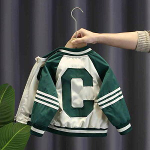 子供用ジャケット 春秋 シーズン 子供服 韓国風 野球服 男の子 アウター トップス 90cm 100cm 110cm 120cm 130cm 140cm 150cm ポリエステル 繊維 混紡 緑色 紺色