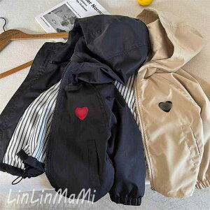 子供服 ジャケット 春秋 男女兼用 フード付き ジップアップ パーカー ウインドブレーカー アウター ベビー キッズ スポーツ 無地 90 100 110 120 130 140 カーキ ブラック レッド ホワイト ブラウン