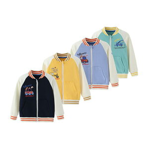 子供服 アウター 男の子 野球服 綿100% ジャケット ブルゾン 中厚手 スポーツウェア オートバイ柄 ミントグリーン ネイビー イエロー ブルー