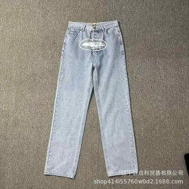 [カテゴリ] メンズ デニムジャケット セットアップ ストリート系 カジュアル Gジャン ブルゾン &amp; デニムパンツ 綿 立襟 ルーズフィット ブラック ブルー グレー 春秋