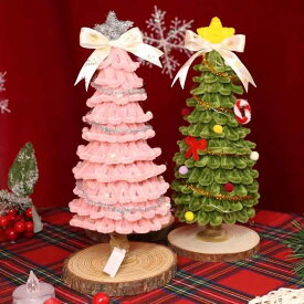 クリスマスツリー DIY手作り 卓上 ミニサイズ 七彩 苔緑 軍緑 酒紅 浅藍 桃粉 インテリア 飾り