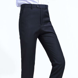 パンツ 男性用 ビジネス フォーマル スラックス ストレート 伸縮性 ポリエステル グレー ブラック
