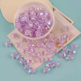 子供用アクセサリー DIY手作りキット 五角形 ビーズ UVメッキ 中空ビーズ ミックスカラー オレンジ ランパープル ローズレッド ライトピンク ライトグリーン ライトイエロー ライトブルー プラスチック製 星形 ファッション 百搭