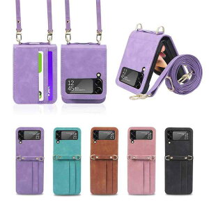�X�}�z�P�[�X Samsung ���f�B�[�X �΂߂��� �V�����_�[ �X�g���b�v�t�� ���n ���U�[ Galaxy Z Flip 5 Flip 4 Flip 3 �����h�~ �ϏՌ� �V���v�� ���킢�� ������� �u���b�N �u���E�� �s���N �O���[�� �p