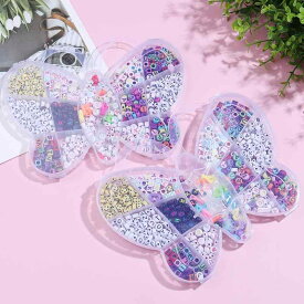 子供用 DIY 手作り キット カラフル 軟陶 ビーズ ブレスレット ネックレス イヤリング アクセサリー パーツ アクリル かわいい 蝶 バタフライ