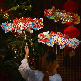 おもちゃ 子供用 提灯 舞龍 DIY 手作り キット 光る お祭り 新年 飾り付け 赤色 青色 カラフル かわいい