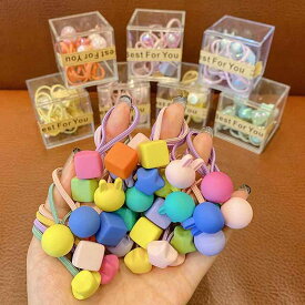 ヘアゴム キッズ かわいい カートン 女の子 髪留め ヘアアクセサリー パステルカラー 10個セット