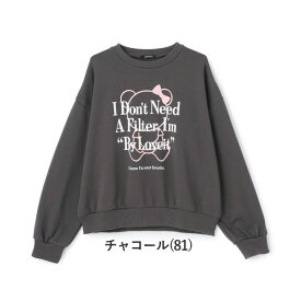 子供服 女の子 トレーナー by LOVE iT（バイラビット）ラビ子マークプルオーバー 120cm-160cm | 子供服 子供 こども こども服 子供服 女の子 女児 女 キッズ ジュニア トップス トレーナー スウェット プルオーバー 肩落ち デイリーユース 韓国 防寒 春 秋 冬 おしゃれ