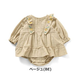 【★30%OFFセール SALE！】ベビー服 ロンパース カバーオール 女の子 Seraph（セラフ）ドビーチェックお花刺繍ロンパース 60cm-80cm | ベビー服 ベビー 子供服 女児 ベビー 肌着 ロンパース カバーオール オーバーオール 綿100％ 長袖 出産祝い 誕生日祝い 60 70 80