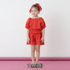 キッズ 女の子 セットアップ Lycee mine（リセマイン）シャーリングブラウス&キュロットセット 100cm-150cm オンライン限定ブランド | 子供服 子供 こども こども服 子供服 女の子 キッズ ジュニア ブラウス キュロット ギンガム シャーリング 夏 おしゃれ かわいい SG