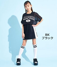 セットアップ ジュニアサイズ 子供服 女の子 ANAP GiRL（アナップガール）シアー Tシャツ × サイド ライン タンク ワンピース SET 135cm-165cm | 子供服 子供 こども こども服 子供服 女の子 女児 女 キッズ ジュニア Tシャツ 半袖 タンクトップ ワンピ 140 150 160 TG