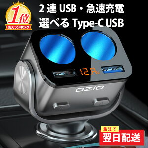 【マラソン限定P5倍】\楽天1位/【最短翌日配送】Pop Frog シガーソケット 増設 2連 usb 電源ソケット 車 type-c タイプc 充電器 24v対応 12V 24V 対応 カーチャージャー トランスミッター コンセン