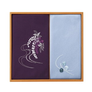【送料無料・包装無料・のし無料】刺繍入り二巾風呂敷&刺繍入り金封包み 紫 H018(B5)