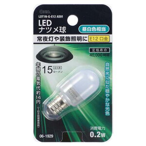 OHM �I�[���d�@�@LED�i�c�����i0.2W/15lm/�����F/E12�j LDT1N-G-E12 AS91