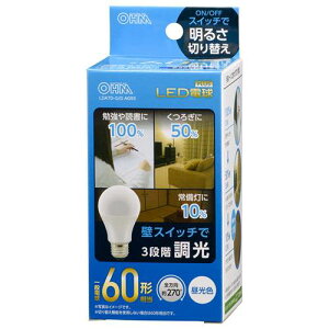 OHM �I�[���d�@�@LED�d���i60�`����/890lm/�����F/E26/�S����270°/���`���Ή�/�����@�\�t�j LDA7D-G/D AG93