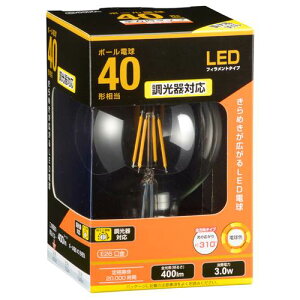 OHM �I�[���d�@�@LED�t�B�������g�^�C�v�d�� �{�[�����`�i40�`����/400lm/�d���F/G95/E26/�S�����z��310°/������Ή��j LDG3L/D C6