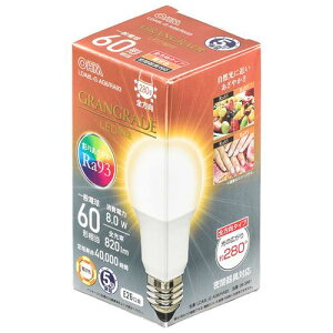 OHM �I�[���d�@�@LED�d���uGRANGRADE�v�i60�`����/Ra93/820lm/�d���F/E26/�S�����z��280°/���`���Ή��j LDA8L-G AG6/RA93