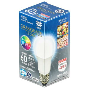 OHM �I�[���d�@�@LED�d���uGRANGRADE�v�i60�`����/Ra93/870lm/�����F/E26/�S�����z��280°/���`���Ή��j LDA8D-G AG6/RA93