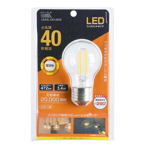 OHM �I�[���d�@�@LED�t�B�������g�^�C�v�d�� ���ۋ��i40�`����/472 lm/3.4W/�d���F/E26/�S�����z��290°�j LDA3L C6/LBG5