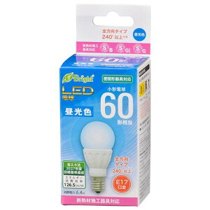 OHM �I�[���d�@�@LED�d�� ���`�i60�`����/810lm/6.4W/�����F/E17/�S�����z��240°/�����Ή�/�f�M�ގ{�H���Ή��j LDA6D-G-E17 IS22