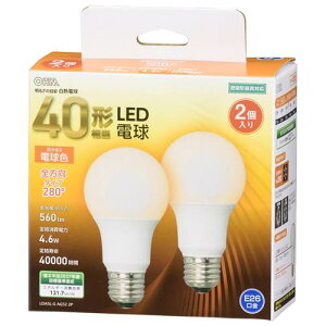 OHM �I�[���d�@�@LED�d���i40�`����/560lm/�d���F/E26/�S�����z��280°/���`���Ή�/2���j LDA5L-G AG52 2P