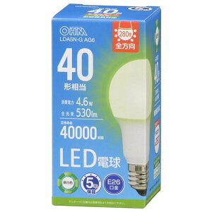 OHM �I�[���d�@�@LED�d���i40�`����/530lm/�����F/E26/�S�����z��280°/4.6W/�����Ή��j LDA5N-G AG6