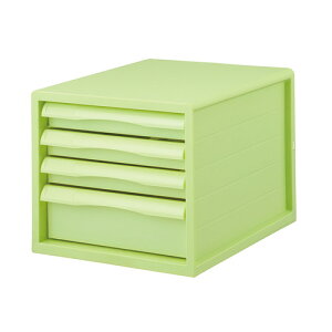 ナカバヤシ FIT COLOR A4レターケース4段 GN グリーン A4E-FC04-GN