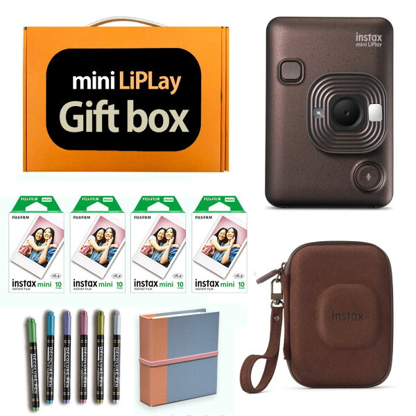 【ギフト チェキ】富士フィルム（フジフィルム）インスタントカメラ　チェキ リプレイ LiPlay C ブロンズ instax mini LiPLay BRONZE カメラケース付き ギフトBOXセット INS LIPLAY C