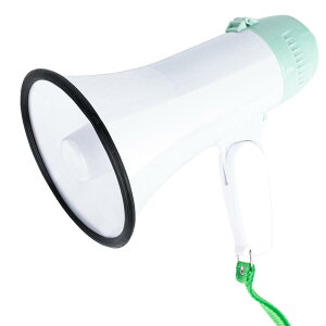 MyMealivos 拡声器 5W 小型メガホン サイレン音つき 防災にも (白 - 緑)