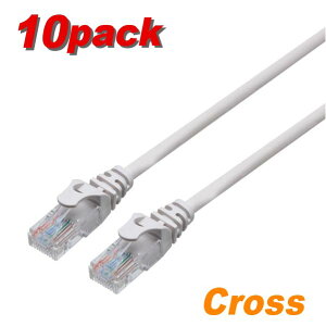 LAN�P�[�u�� CAT6 10m �N���X ���C�g�O���[ CBC6X-100-LG ��������10�{�p�b�N