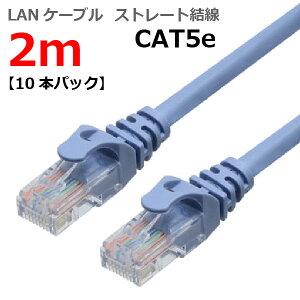LAN�P�[�u�� CAT5e 2m �X�g���[�g �J�e�S���[5e �����P�[�u�� �ߐ܂�h�~ �X�����R�l�N�^ 1�N�ۏ� TARO'S ���C�g�u���[ CBC5E-020-BL ��������10�{�p�b�N