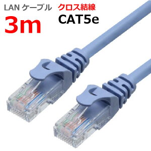 LAN�P�[�u�� CAT5e 3m �N���X �J�e�S���[5e �����P�[�u�� �ߐ܂�h�~ �X�����R�l�N�^ 1�N�ۏ� TARO'S ���C�g�u���[ CBC5EX-030-BL