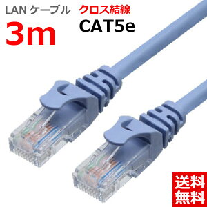 LAN�P�[�u�� CAT5e 3m �N���X �J�e�S���[5e �����P�[�u�� �ߐ܂�h�~ �X�����R�l�N�^ 1�N�ۏ� TARO'S ���C�g�u���[ CBC5EX-030-BL �|�X�g������ ��������