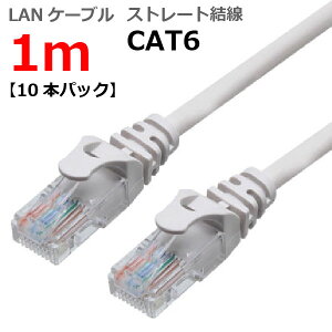 LAN�P�[�u�� CAT6 1m �X�g���[�g �J�e�S���[6 �����P�[�u�� �ߐ܂�h�~ �X�����R�l�N�^ 1�N�ۏ� TARO'S ���C�g�O���[ CBC6-010-LG ��������10�{�p�b�N