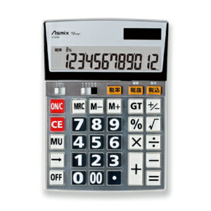 ビジネス電卓 LLサイズ 12桁 アスカ(Asmix) C1230 [税率表示LCD 税計算 ビジネス 家計簿 文字が大きい 見やすい  読みやすい 多機能][送料無料] タローズダイレクト
