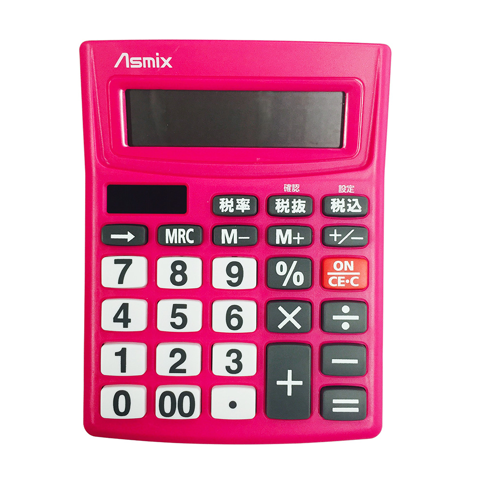 ビジネス電卓 大勧め ピンク 12桁 アスカ Asmix C1234P 新消費税対応 期間限定特価品 税計算 見やすい 送料無料 かわいい 家計簿 ビジネス 文字が大きい 読みやすい