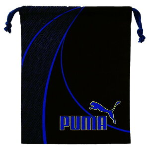 プーマ[PUMA] 巾着袋 Mサイズ ブラック×ブルー [体操着入れ プール用品入れ] クツワ 687PM [送料無料]