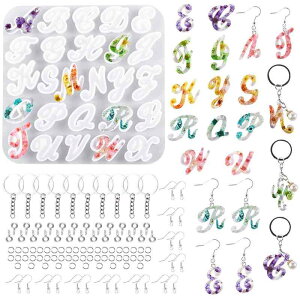Zayookey シリコンモールド ドリップモールド A〜Zイニシャル 大文字 筆記体 UVレジン DIY手作り レジンモールド 樹脂工芸品 かわいい アクセサリー 装飾 ハンドメイド素材